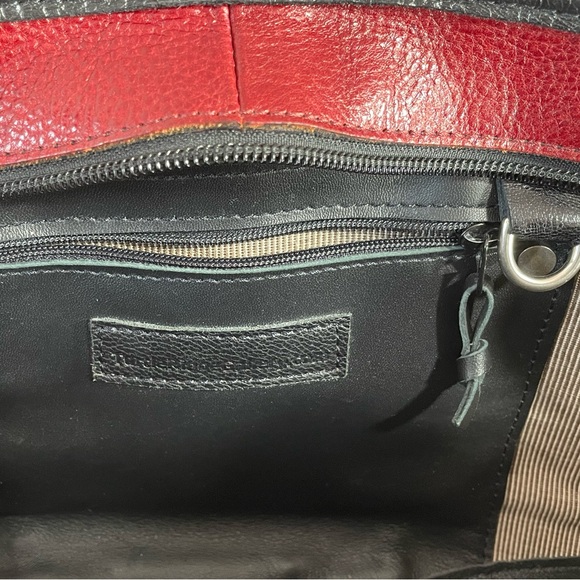 Handmade Turtle Ridge Black/Red Leather Shoulder Bag/Purse w Tooled Birds (Rare) - Picture 11 of 14